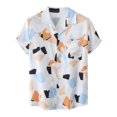 thumbnail image 1 of Chemise en Denim Homme Décontractée Boutons Plage Imprimé Floral Non Positionné Col Rabattu Chemise à Manches Courtes Blouse, 1 of 5