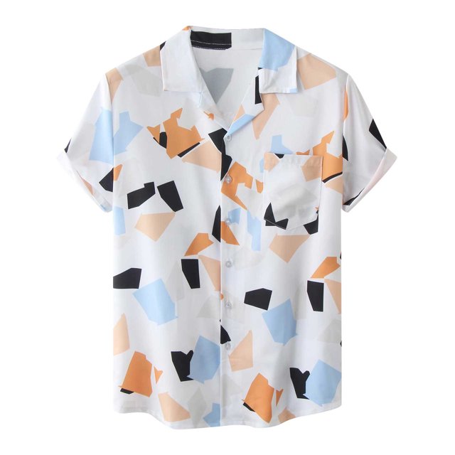 Chemise en Denim Homme Décontractée Boutons Plage Imprimé Floral Non Positionné Col Rabattu Chemise à Manches Courtes Blouse