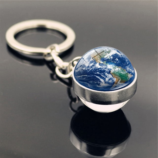FcBaudy Keychains for Women,Wallet Keychain,Car Keychain,Cute Keychain Solar System Milk y Way Nebula Double Sided Glass Keychain Keychain Keychain