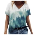 thumbnail image 3 of Fashion Woman V-Neck Printed Short Sleeve Printing Blouse T-Shirt Summer Tops, 3 of 4