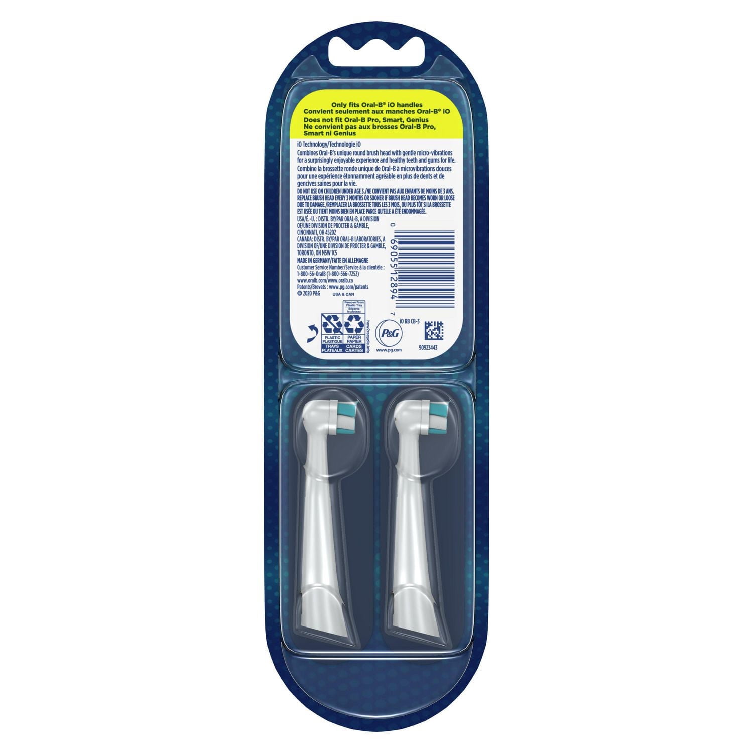 Oral-B iO Nettoyage Ultime Têtes de Brosse de Rechange, Blanches