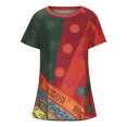 thumbnail image 3 of EQWLJWE Hauts d'Été pour Femmes Hauts pour Femmes Liquidation Femmes Décontracté Imprimé Manches Courtes Col Rond Chandail Blouse T-shirt Hauts, 3 of 5