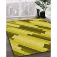 thumbnail image 3 of Ahgly Company Tapis d'Intérieur Ronds Transitionnels Jaunes Lavables à la Machine, 3 Pieds Rond, 3 of 7