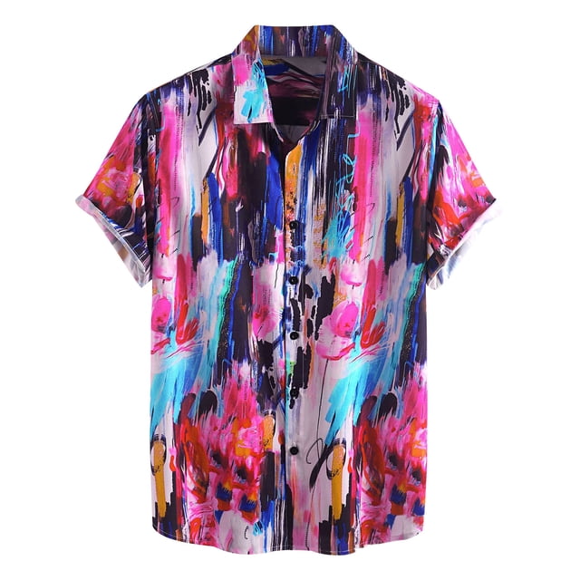 Chemise Décontractée pour Homme à Manches Courtes Style Hawaïen de Vacances Blouse T-shirt