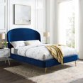 thumbnail image 1 of Modway Mira Upholstered Performance Velvet Queen Platform Bed in Navy, 1 of 11