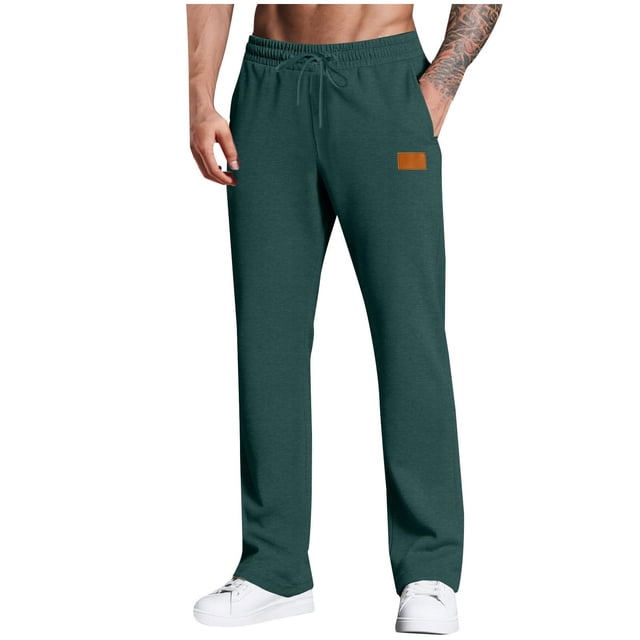 BLCHUNen Mens Sweatpants Fleece Drawstring Elastic Waist Straight Leg Athletic Gym Running Sports Workout Pants