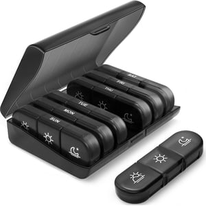 Organisateur hebdomadaire de pilules 3 Pill Box de voyage portable par jour 7 Jour avec grands conteneurs à pilules, (noir)