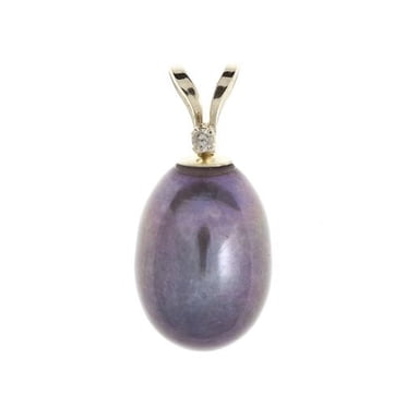 14kt Gold Black Pearl Diamond Pendant