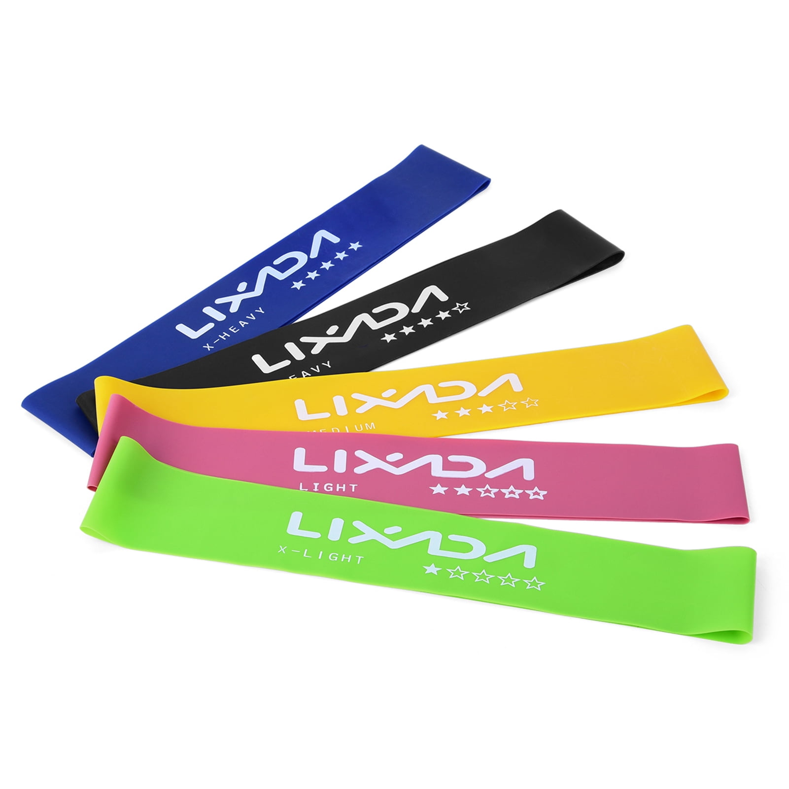 Set of 5 Exercise Resistance Loop Bands with Carry Bag Latex Strength Training Elastic Loops Bands Workout Bands Home Fitness Physical Therapy
