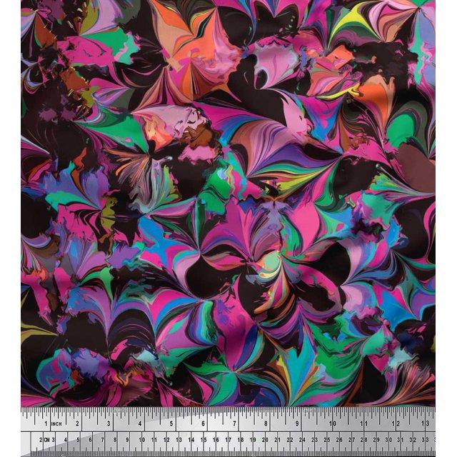 Soimoi Tissu en Poly Georgette Imprimé Abstrait par Yard 52 Pouces de Large