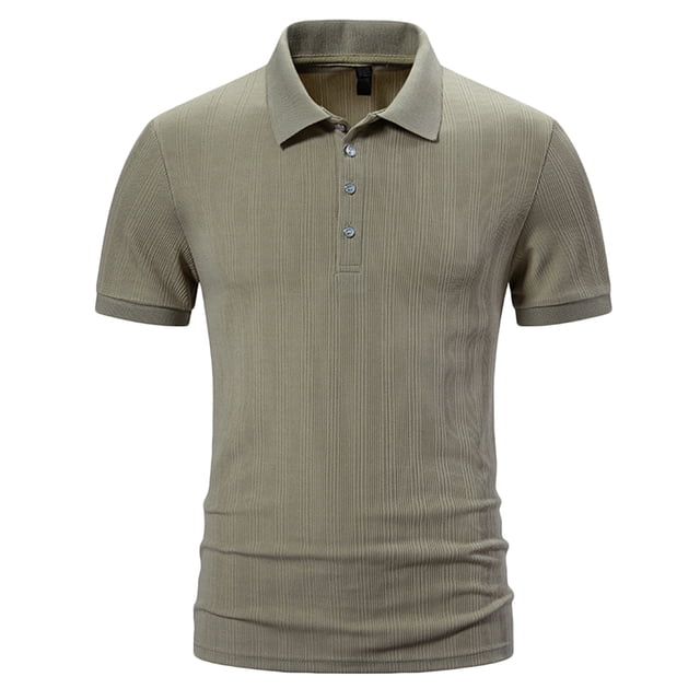 LSLJS Men Casual Solid Button Short Sleeve Lapel Collar Pullover T Shirt Tops, Mens Shirts Summer Clothes