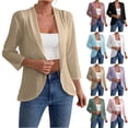 thumbnail image 1 of Frostluinai Womens Cardigans 3/4 Sleeve Hollow Out Eyelet Cardigans Open Front Solid Lightweight Cardigans Casual Draped Ruffle Cardigans, 1 of 7