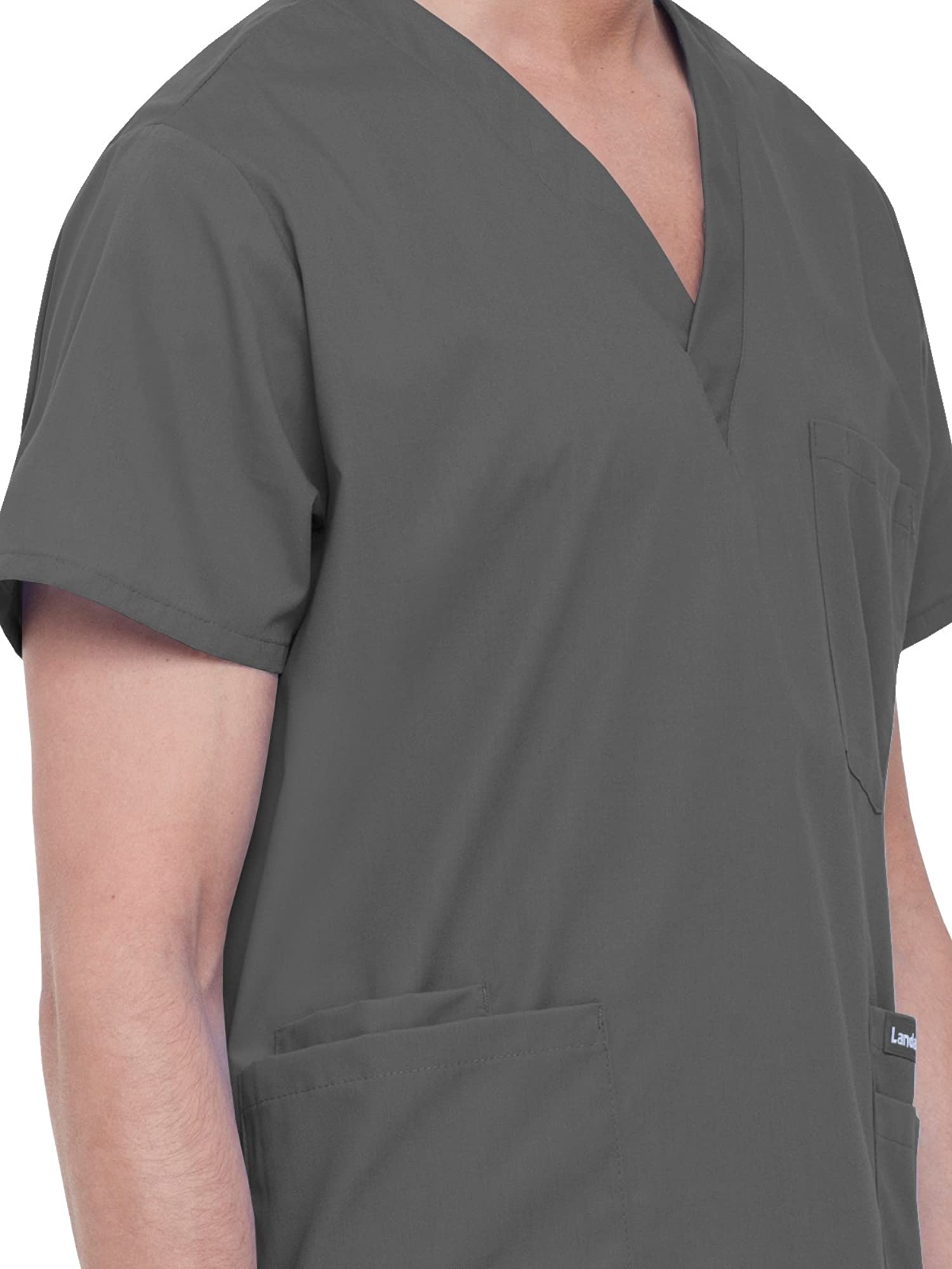 Landau Essentials 5 Pocket Scrub Top for Men's: Classic Relaxed Fit, V-Neck Durable Medical 7489
