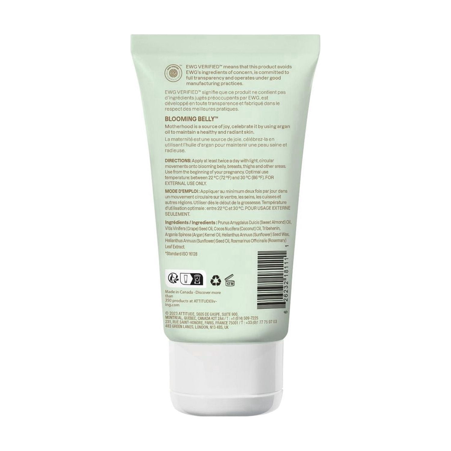 ATTITUDE blooming belly, Huile Prévention Vergetures, Amande et Argan, 150 mL