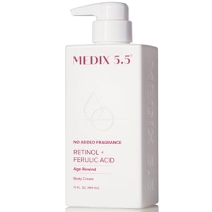 Medix 5.5 Fragrance Free Retinol Body Lotion Crepey Skin Care Treatment | Skin Firming Body & Face Moisturizer | Retinol Cream For Face Targets Crepe Skin Wrinkles & Loose Skin 15 Fl Oz