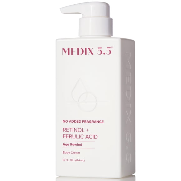Medix 5.5 Fragrance Free Retinol Body Lotion Crepey Skin Care Treatment | Skin Firming Body & Face Moisturizer | Retinol Cream For Face Targets Crepe Skin Wrinkles & Loose Skin 15 Fl Oz