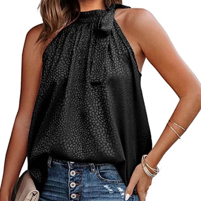 SMihono Hauts pour Femmes Débardeur pour Femmes Été Femme Dos Nu Col Rond Sans Manches T-Shirt à Imprimé Léopard Hauts Débardeurs pour Femmes Hauts d'Été pour Femmes