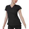 thumbnail image 2 of Adar Scrub Set for Women - Curved V-Neck Scrub Top & Tapered Drawstring Scrub Pants - 4402 - Heather Grape - XL, 2 of 7