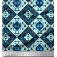 thumbnail image 1 of Soimoi Green Crepe Silk Fabric Check & Geometric Print Sewing Fabric Yard 42 Inch Wide, 1 of 5