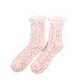 thumbnail image 2 of Chaussettes Roses Chaudes et Confortables pour Femmes Bas de Contention Pelucheux Chaussettes de Pantoufles Douces en Tissu Chaud, 2 of 5