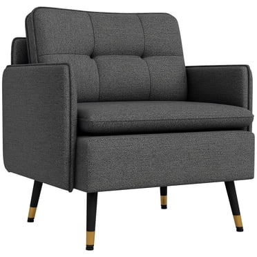 HOMCOM Fauteuil d'Appoint Moderne Mi‐siècle avec Grand Siège, Pattes en Acier