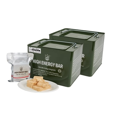 BDH Emergency Food Rations – 36800 Cal High Energy Survival Food | Long Shelf Life Emergency Food Kit | 8kg Case (2 Large Tin 40 Bags) | Compressed Biscuit for Home Emergency & Disaster Preparedness