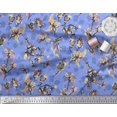 thumbnail image 2 of Soimoi Blue Silk Fabric Dragonfly,Floral & Texture Decor Fabric Printed BTY 42 Inch Wide, 2 of 3