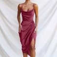 thumbnail image 1 of Uppada Robe à Col Rond pour Femmes, Couleur Unie, Robes d'Invitée de Mariage, Ceinture, Cocktail, Fête, Tenue de Travail, Coupe Ajustée, Robe Crayon, Robes Midi Décontractées, Liquidation en Liquidation, 1 of 8