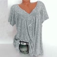 thumbnail image 2 of Hauts Grande Taille pour Femmes Mode Décontractée Ample T-Shirt à Col Rond Imprimé Chat Lune Gris TTTG, 2 of 4