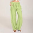 thumbnail image 2 of Timegard Cotton Linen Pants for Women Elastic Waist Drawstring Fall Travel Casual Pants with Pockets, 2 of 5