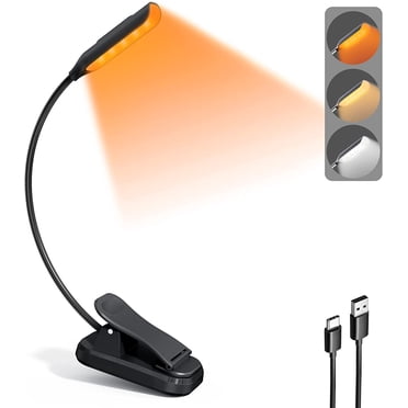 yeacher Lightweight Rechargeable 9 LED Amber Book Light for Reading in Bed, Eye-Care Clip-on Reading Light up to 80 Hours, 3 Brightness X 3 Color Modes