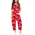 thumbnail image 1 of Girls Romper Bow Print Jumpsuits Rompers for Girls Casual V Neck Strap Rompers with Pockets Girls Outfits Size 8-10 Y, 1 of 6
