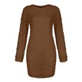 thumbnail image 4 of LUXUR Robe Chandail pour Femme Chandail en Peluche Chandail à Manches Longues Mini Robes Ample en Molleton Brun TG, 4 of 4