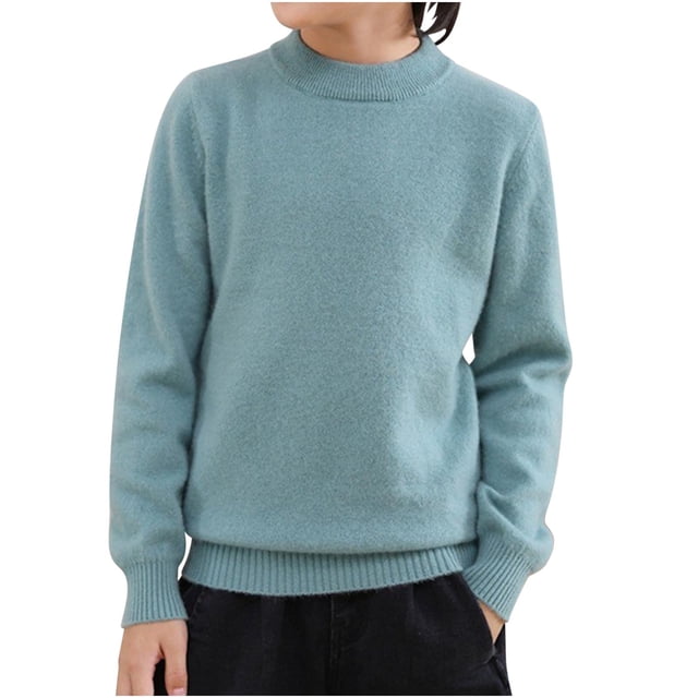 MeetoTime 4-18 Years Children's Knitted Undershirt Solid Color Thick Half High Neck Long Sleeved Pullover Top