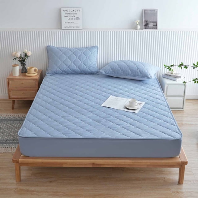 Feltree 360-Degree Fitted Mattress Protector, Waterproof Polyester Fiber Bed Sheet with Non-Slip Grip & Stitched Edges