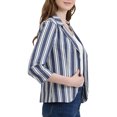 thumbnail image 4 of INSPIRE CHIC Blazer à Rayures pour Femme Manches 3/4 Décontracté Ouvert à l'Avant Revers Cranté Blazer S Bleu Blanc, 4 of 8