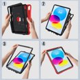 thumbnail image 4 of TECH CIRCLE Étui pour iPad 10e Génération 10,9 Po 2022, Étui de Protection Intégrale Robuste Antichoc avec Protecteur d'Écran HD Souple et Béquille pour Apple iPad 10e Gén 10,9 Po, Rouge, 4 of 9