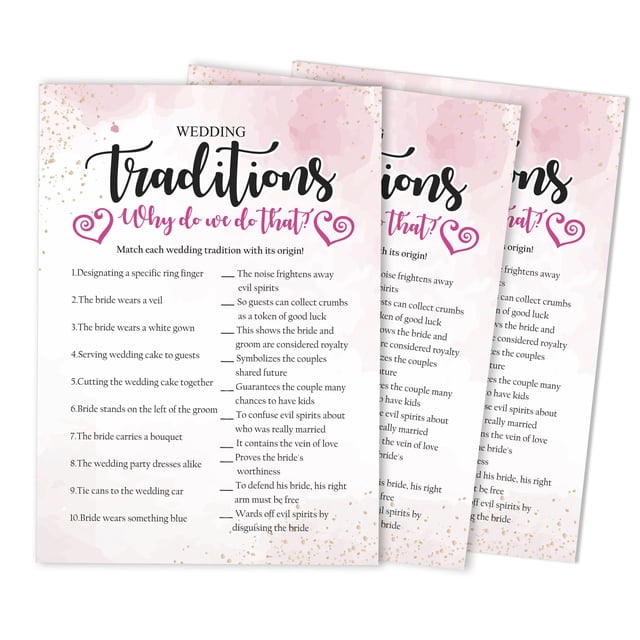 Inkdotpot Watercolor SplashWhy Do We Do That 50-Pack Bridal Wedding ShowerGameBachelorette Party ActivityGameCards