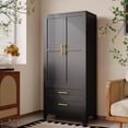 thumbnail image 4 of EROSOEI Armoire Penderie Autoportante en Métal avec Tringle et Tiroirs, 4 of 6