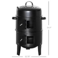 thumbnail image 2 of CoSoTower 3-in-1 Vertical Charcoal BBQ Smoker, 16" Round Barbecue Grill with 2 Cooking Areas and Thermometer, Black, 2 of 7