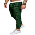 thumbnail image 4 of Men Solid Color Cargo Trousers  Loose Fit Drawstring Waist Long Pants, 4 of 5