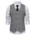 thumbnail image 2 of Gilet Rétro Mode pour Hommes avec Poches Double Boutonnage Col en V Blouse, 2 of 9