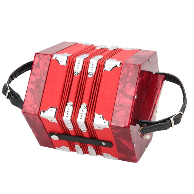 Concertina Instrument, Concertina Accordion, With Adjustable Hand Strap Anglo-Style Portable For Toddlers Adults Children Beginner Red