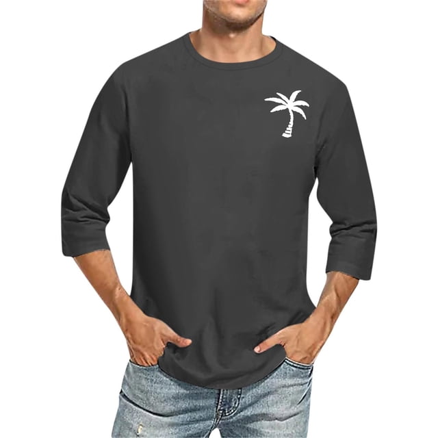 Birdeem Chemises pour Hommes Hommes Imprimé Col Rond Décontracté Mode Manches Courtes Blouses Col Rond Chemises