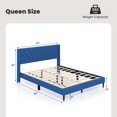 thumbnail image 3 of Costway Queen Size Upholstered Platform Bed with Button Tufted Wingback Headboard Blue, 3 of 10