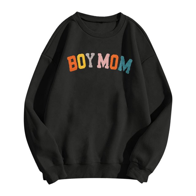HNMKIU Chandails pour Femmes Garçon Chandail Maman Chandail pour Femmes Maman Chandail Vie de Maman Chandail pour Maman Chandail à Capuchon Mode Maman Col Rond Chandail