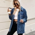 thumbnail image 5 of Timegard Womens Denim Jackets Lapel Neck Long Sleeve Drawstring Hoodie Top Jean Jacket with Pockets, 5 of 5