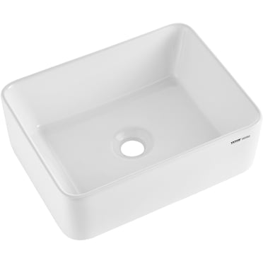VEVOR Lavabo de Salle de Bain Moderne en Céramique 16 Pouces x 12 Pouces Bol de Meuble-Lavabo Comptoir Blanc