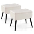 thumbnail image 1 of Costway Lot de 2 Tabourets de Coiffeuse en Velours avec Rangement, Pieds en Bois Massif, Dessus Relevable, Beige, 1 of 10