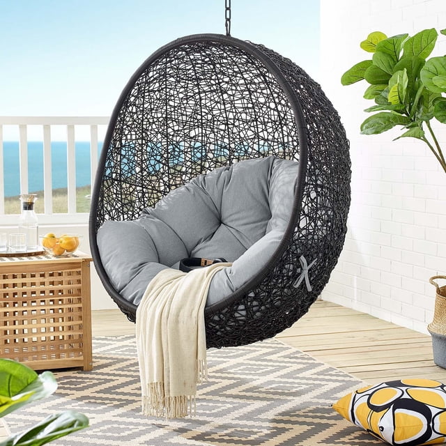 Modway Chaise Longue de Patio Extérieure à Balançoire Sans Support en Noir/gris